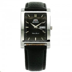 Orient for men leather black plate black code OR0012