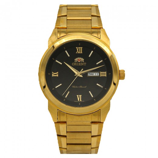 Orient for men steel gold plate black code OR0076