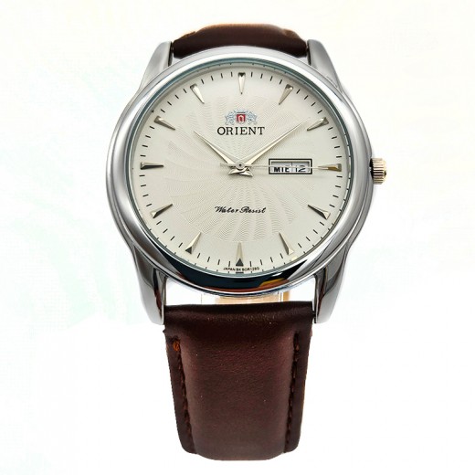 Orient for men leather brown plate white code OR0082