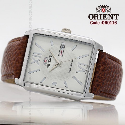Orient for men leather brown plate white code OR0116