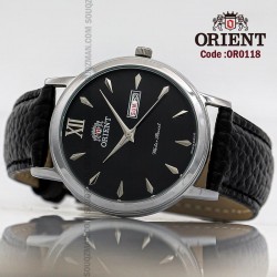 Orient for men leather black plate black code OR0118