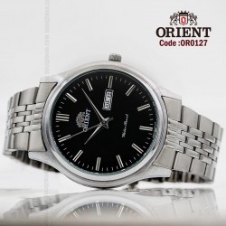 Orient for men steel Silver plate black code OR0127