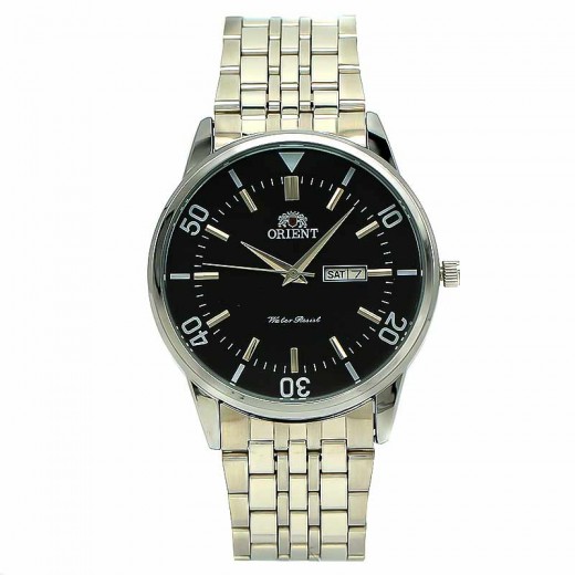 Orient for men steel silver plate black code OR0017