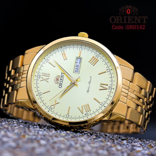Orient for men steel gold plate gold code OR0142