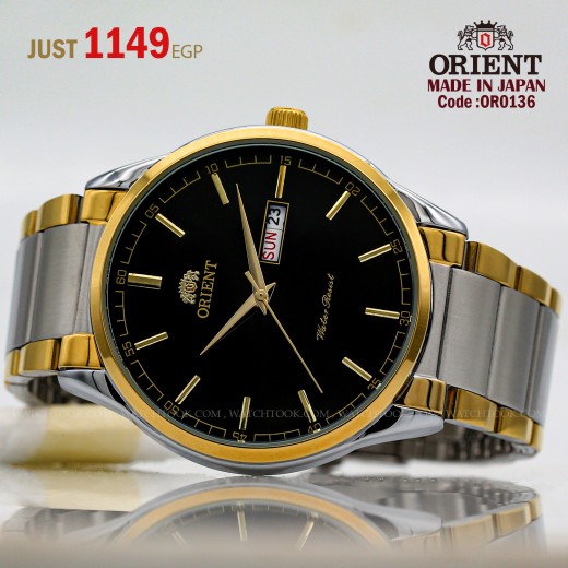 Orient for men steel gold plate black code OR0136